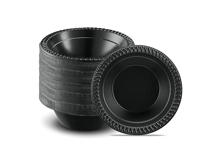 Bluesky Cuisine Black Plastic Bowls - 12oz. (Pack of 100) - Image 1
