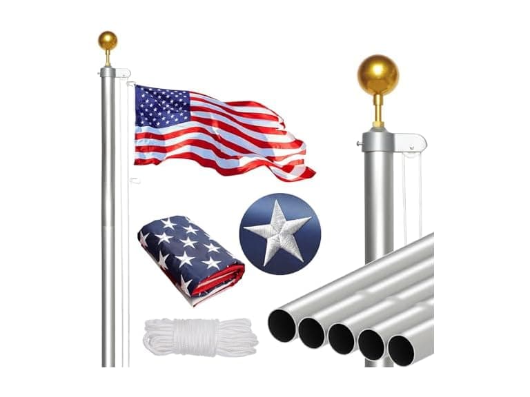 NELXINJO 25FT 25FT Silver flag pole(1.0mm) Silver - Image 1