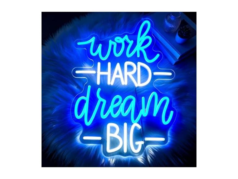 HSJNJKFU Work Hard Dream Big Neon Sign - Image 1