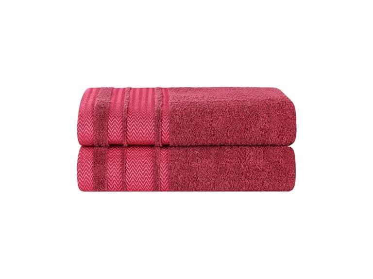 Superior 2PC Hays Cotton Bath Towel, Cranberry - Image 1