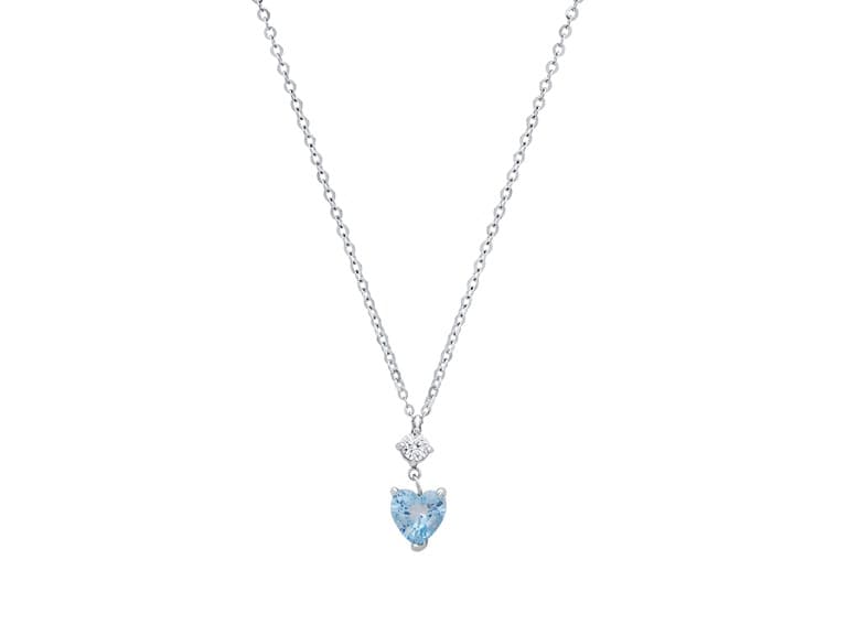 Heart Cut Aqua Moissanite Necklace - Image 1