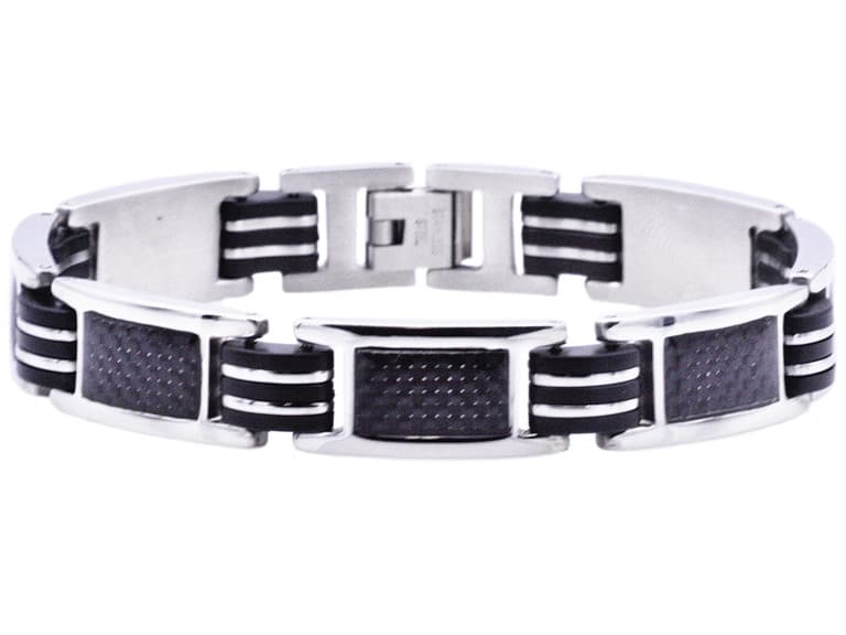 Stainless Steel Carbon Fiber Bracelet - Image 1