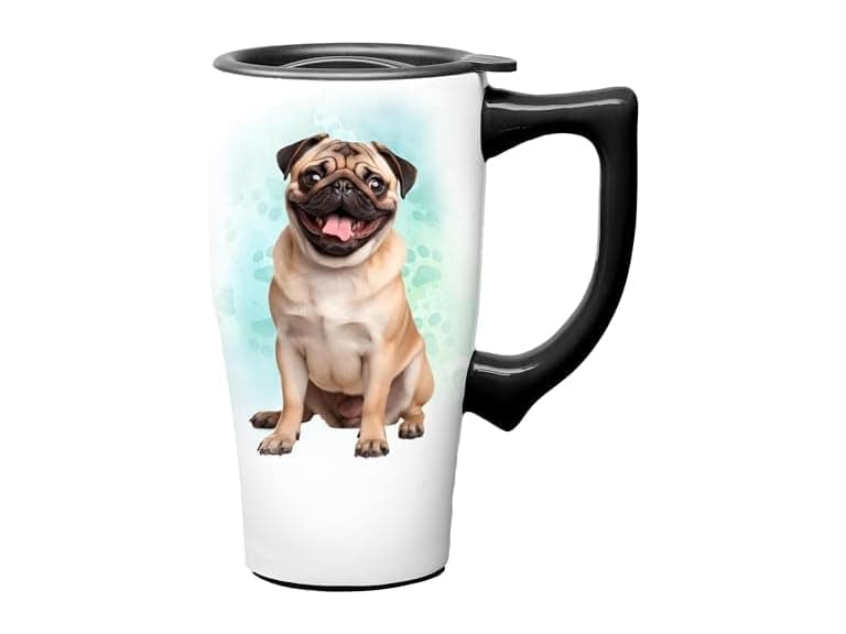 Spoontiques Pug Ceramic Travel Mug - Image 1