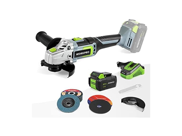WORKPRO 20V Cordless Angle Grinder Kit, 4-1/2 Inch - Image 1