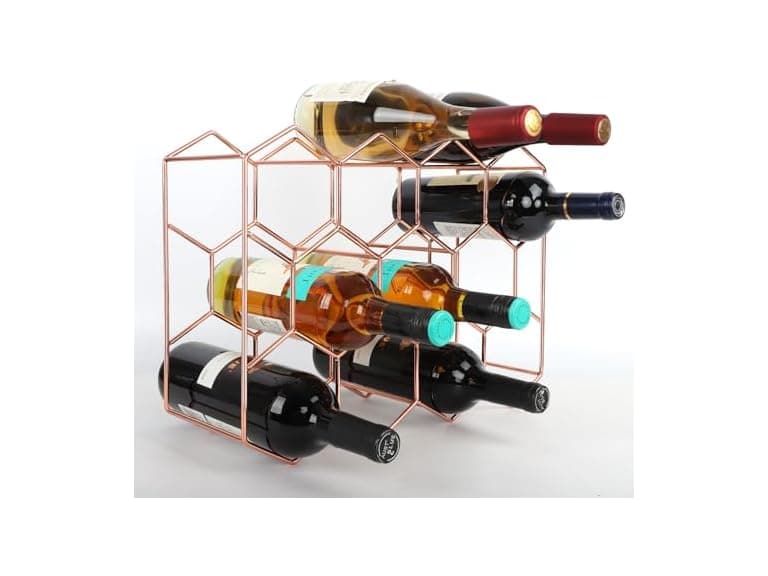 Rose Gold Countertop Wine Rack 14 Bottles - Image 1