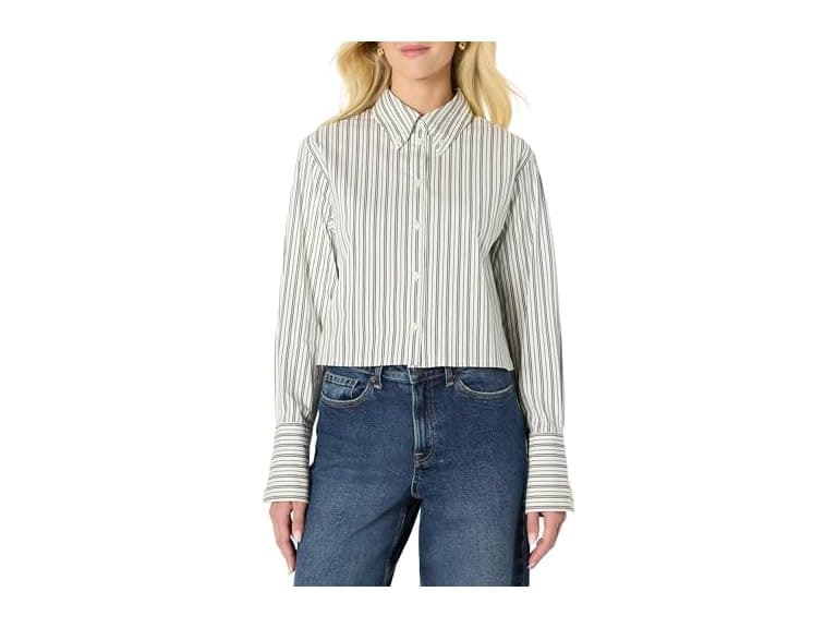 Amazon Essentials Women Oversized Cropped Shirt - Image 1