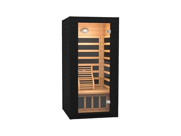 Real Relax Infrared Sauna Room, Home Indoor Sauna Canadian Hemlock Wood Indoor Dry Saunas for Spa, Gym, Black (Open Box) - Image 1