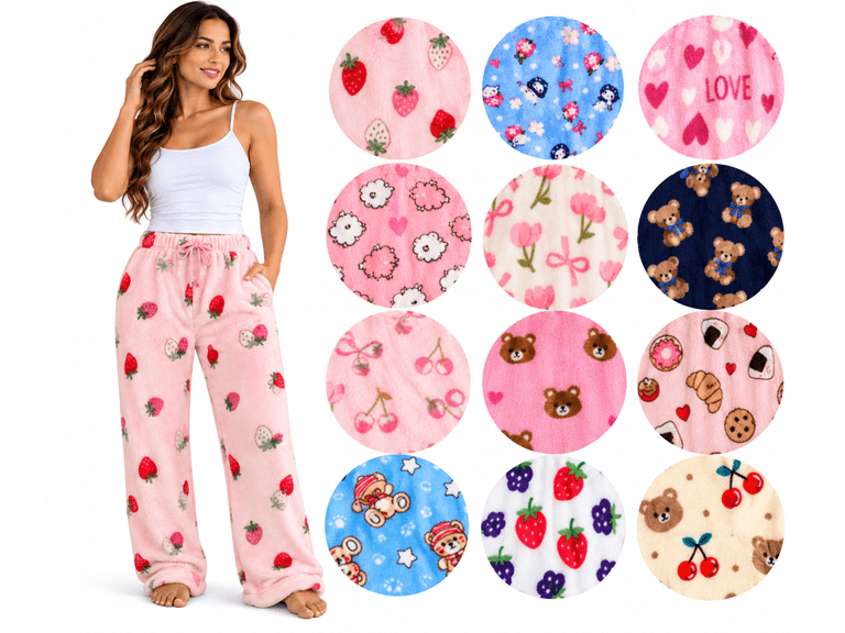 (4-Pack) Women's Soft Plush Lounge Pajama Pants