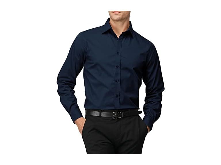H2H Men (S) Casual Slim Button Down Spandex Shirts - Image 1