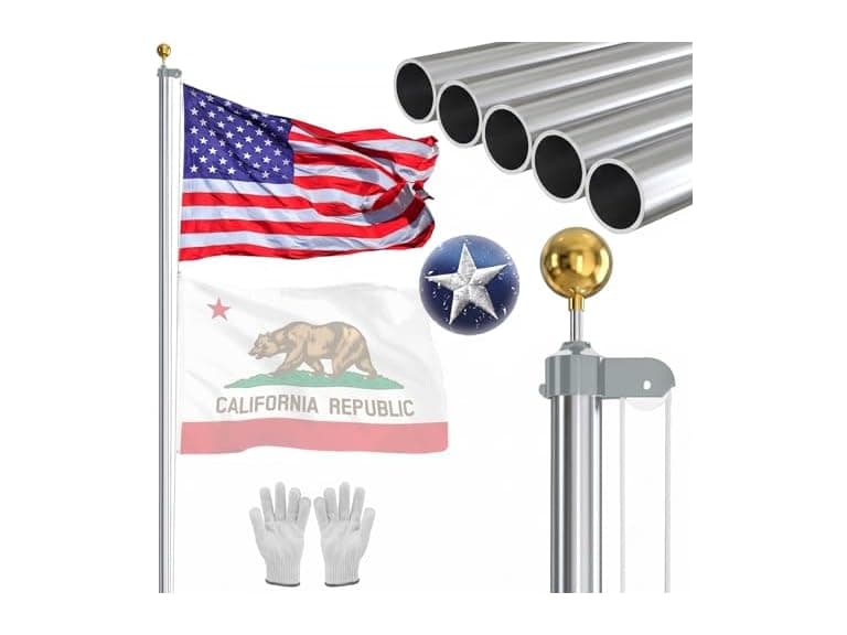 NELXINJO 25FT silver flag pole 1.8mm - Image 1