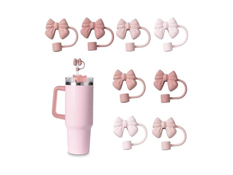 COOK WITH COLOR 8Pc Ribbon Straw Covers - Image 1