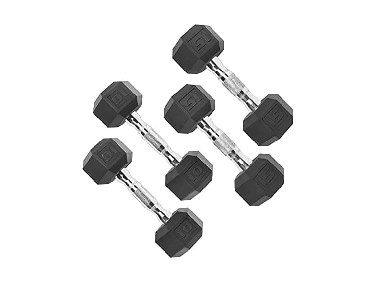 CAP Barbell 50lb Coated Hex Dumbbells, 10lbx2 and 15lbx2 - Image 1