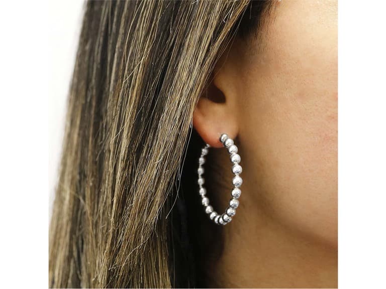 Yeidid Silver 25, 30, or 35mm Bead Hoops - Image 1