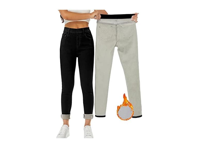 Yehopere Women (L) Winter Jeans High Waist Jeans - Image 1