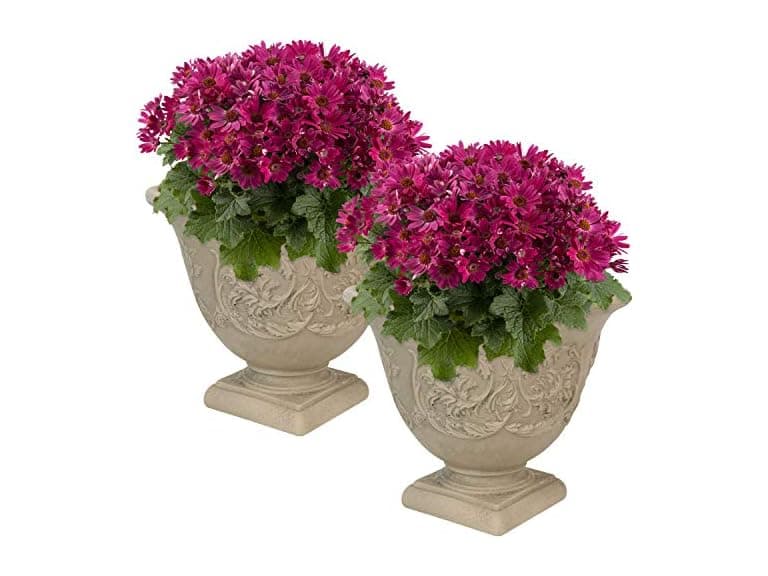 Sunnydaze 16-Inch Darcy Round Plant Pot 2 Pack - Beige - Image 1