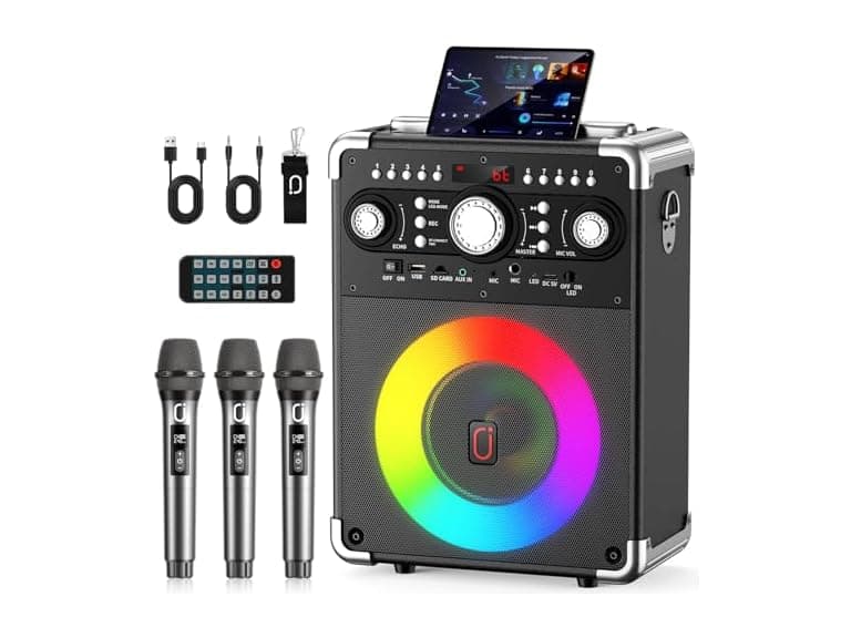 HWWR BT5.3 Karaoke Machine 3-Mic Echo - Image 1