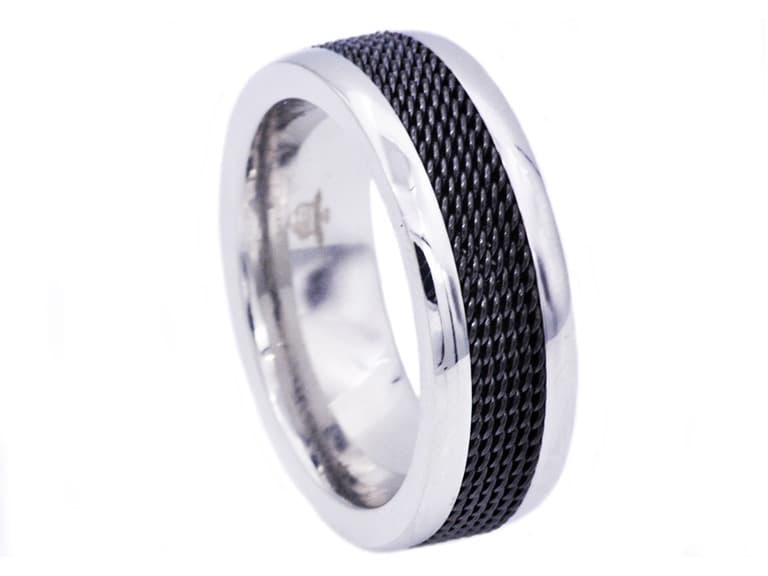 Stainless Steel Mesh Inlay Ring - Image 1