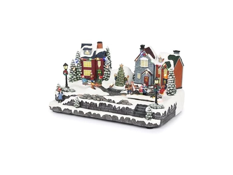 9" Tall Indoor Animated Children Playing in Christmas Village - Image 1