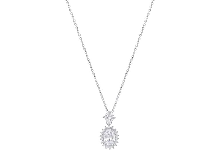 Moissanite Diamond Oval Halo Necklace - Image 1