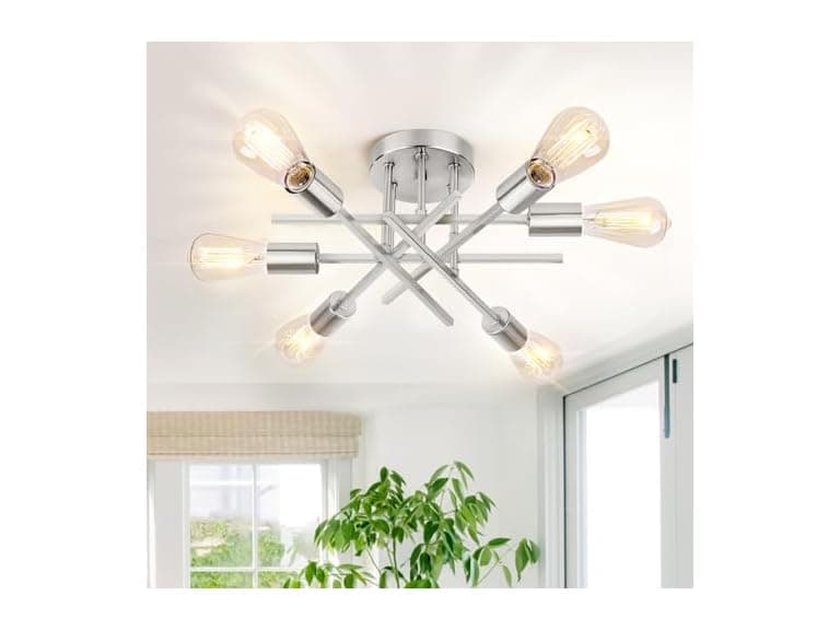 TOBUSA 6-Light Silver Ceiling Light Fixture - Image 1