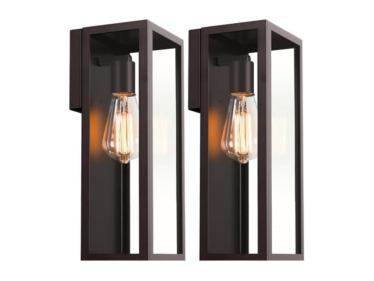 (2 Pk) VerRon Porch Lights with Clear Glass Shade - Image 1
