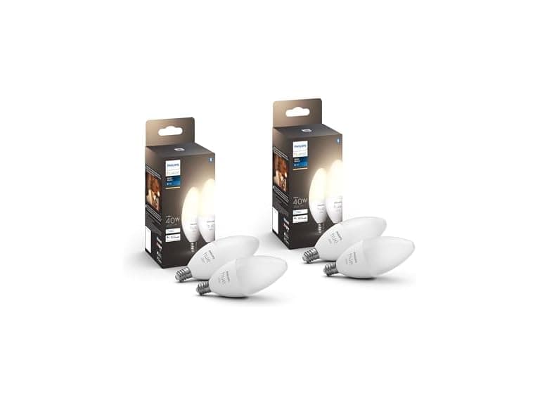 Philips Hue Smart 40W B39 Candle-Shaped LED Bulb, 4 Pack - Image 1
