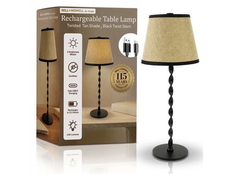 Twist Stem Black Tan Shade Lamp - Image 1