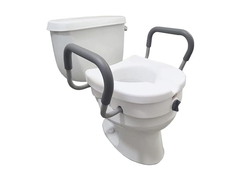Carex EZ Lock Raised Toilet Seat with Handles 5 in - Image 1