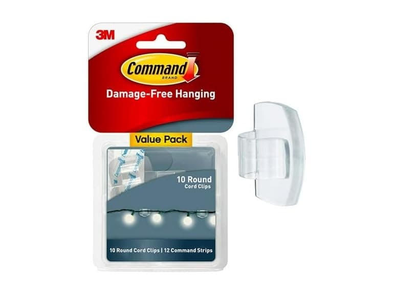 Command Round Cord Clips, Damage Free Hanging Cable Clips - Image 1