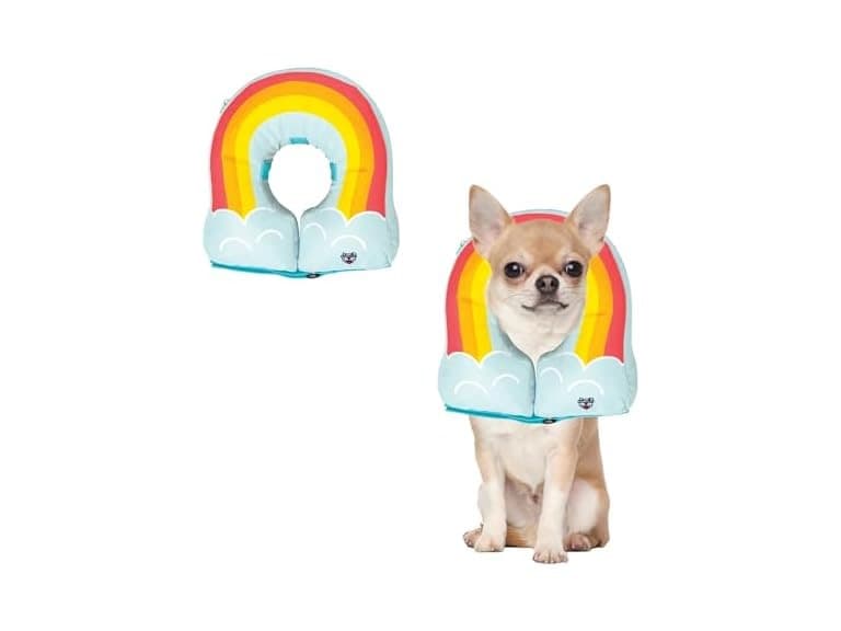 Rainbow Inflatable Dog Recovery Collar, Comfortable Cone - Image 1