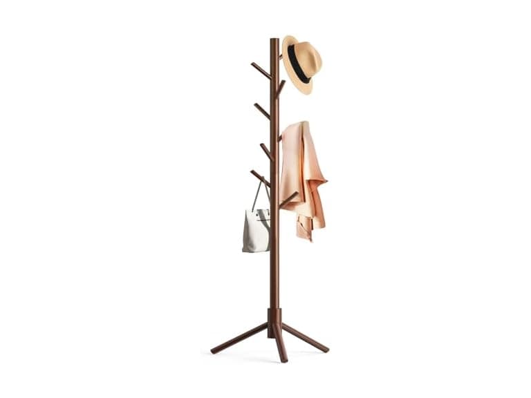 Brown Wooden Coat Rack Stand - Image 1