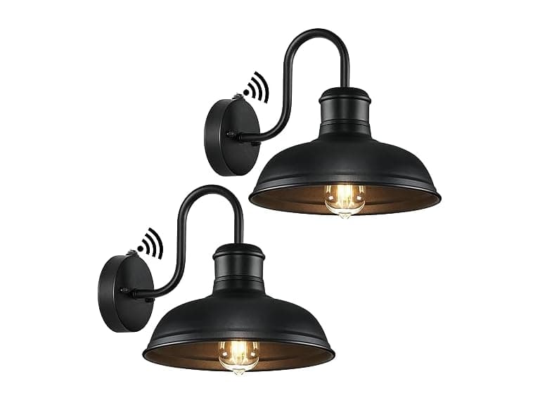 2-Pack Dusk to Dawn Wall Sconces, Black
