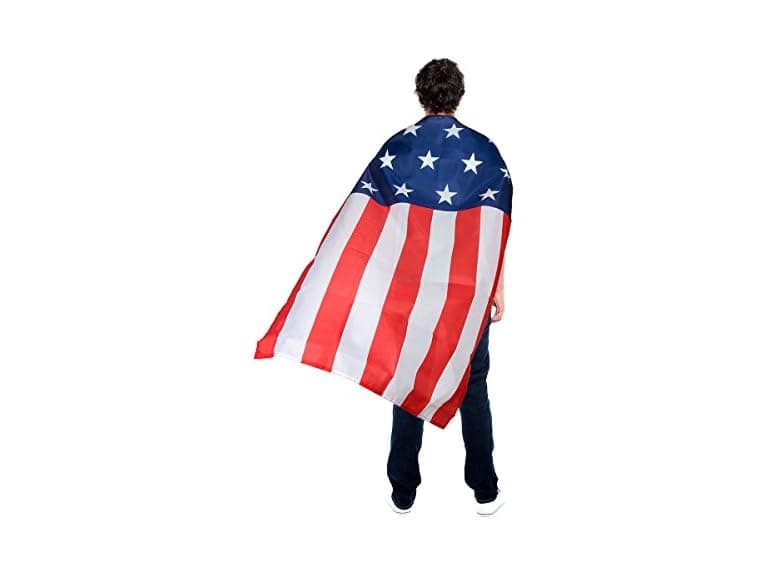 AMNPOLEN American Flag Costume Cape USA Patriotic