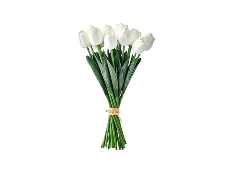 Mikasa White Faux Tulips Artificial Flowers - Image 1