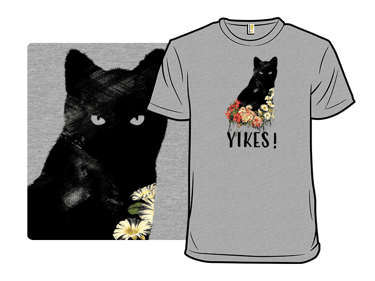 YIKES! Black Cat Vintage Flower - Image 1
