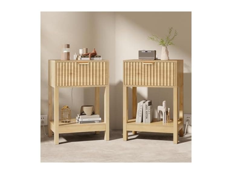Nasonet Oak Nightstands with Drawer - Image 1