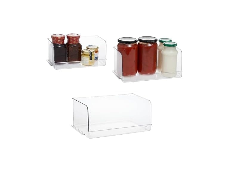 SIMPLEMADE Clear Refrigerator Organizer Bins Pack of 3 - Image 1