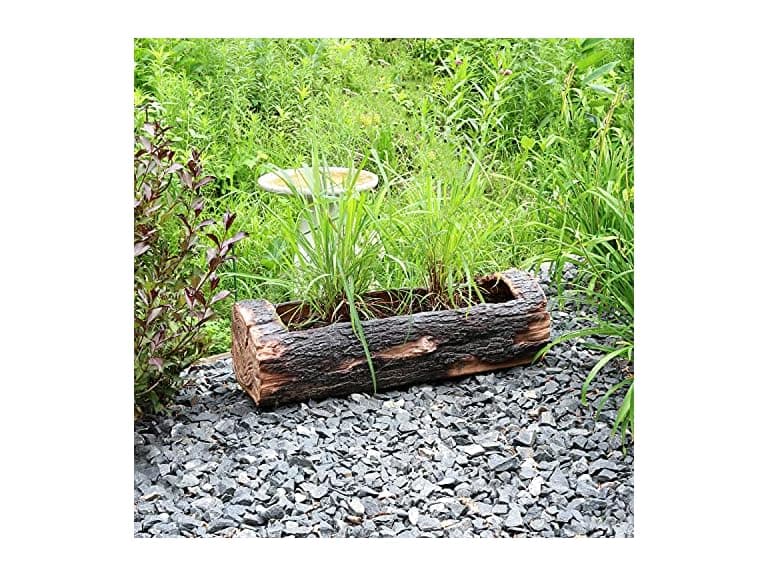 Sunnydaze 35-Inch Polyresin Rustic Log Planter - Image 1
