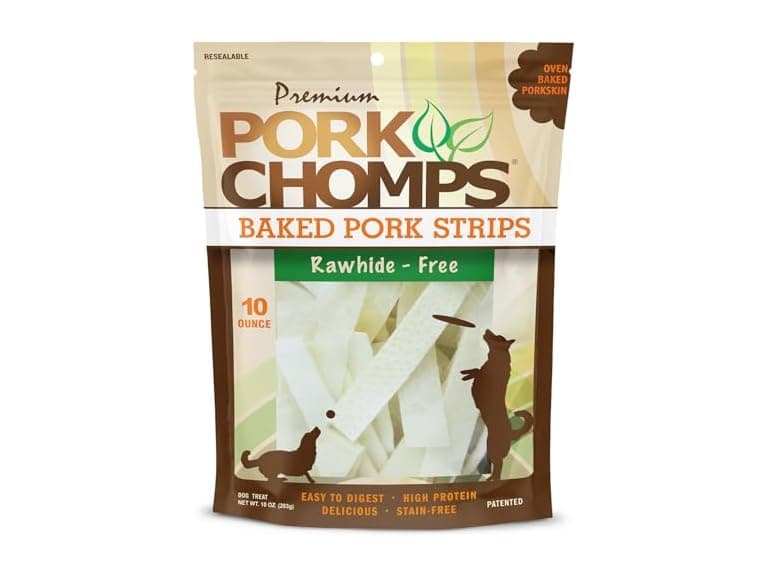 Pork Chomps Baked Pork Skin Dog Chews, 4 - Image 1