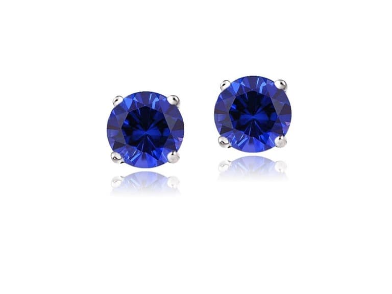 Sterling Silver Sapphire Stud Earrings - Image 1