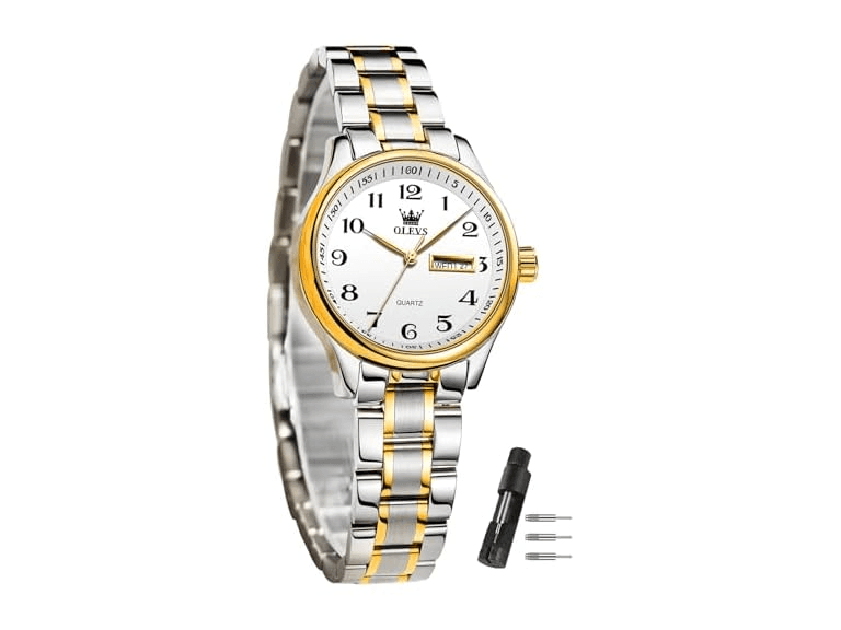OLEVS Women’s Day Date Steel Watch - Image 1