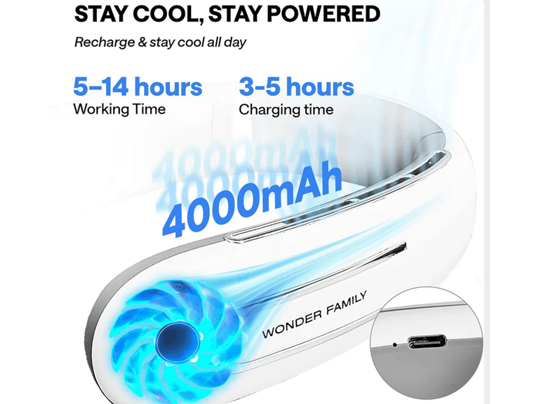 Wonder Rechargeable 4000 mAH Portable Fan Necklace - Image 1