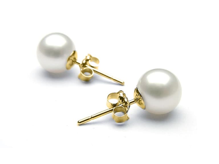 14K Gold Plated Cultured Pearl Studs - Image 1