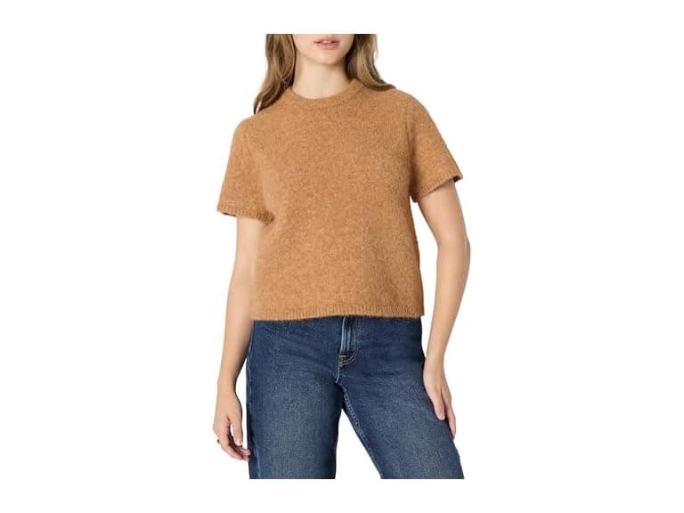 Amazon Essentials Women Relaxed-Fit Faux Mohair SS Sweater - Image 1
