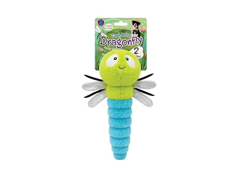 Bow Wow Pet Squeaky Plush Dog Toy with Crinkle Dragonfly - Image 1