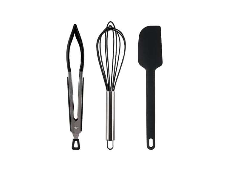 Silicone 3 Pc Utensils Set, Black - Image 1