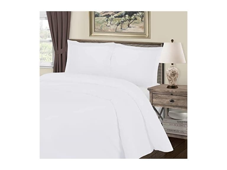 Superior Cotton Blend 3-Piece Full/Queen Duvet Cover Set Solid, White - Image 1