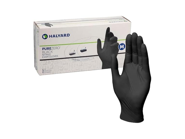 HALYARD PUREZERO Black Nitrile Exam Gloves L - Image 1