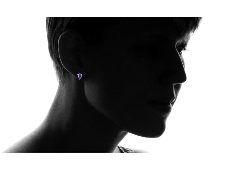 Purple Tanzanite Teardrop Stud Earrings - Image 1