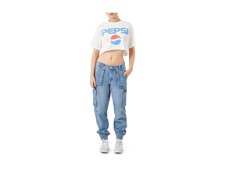 Forever 21  (27) Stretch-Denim Cargo Joggers - Image 1